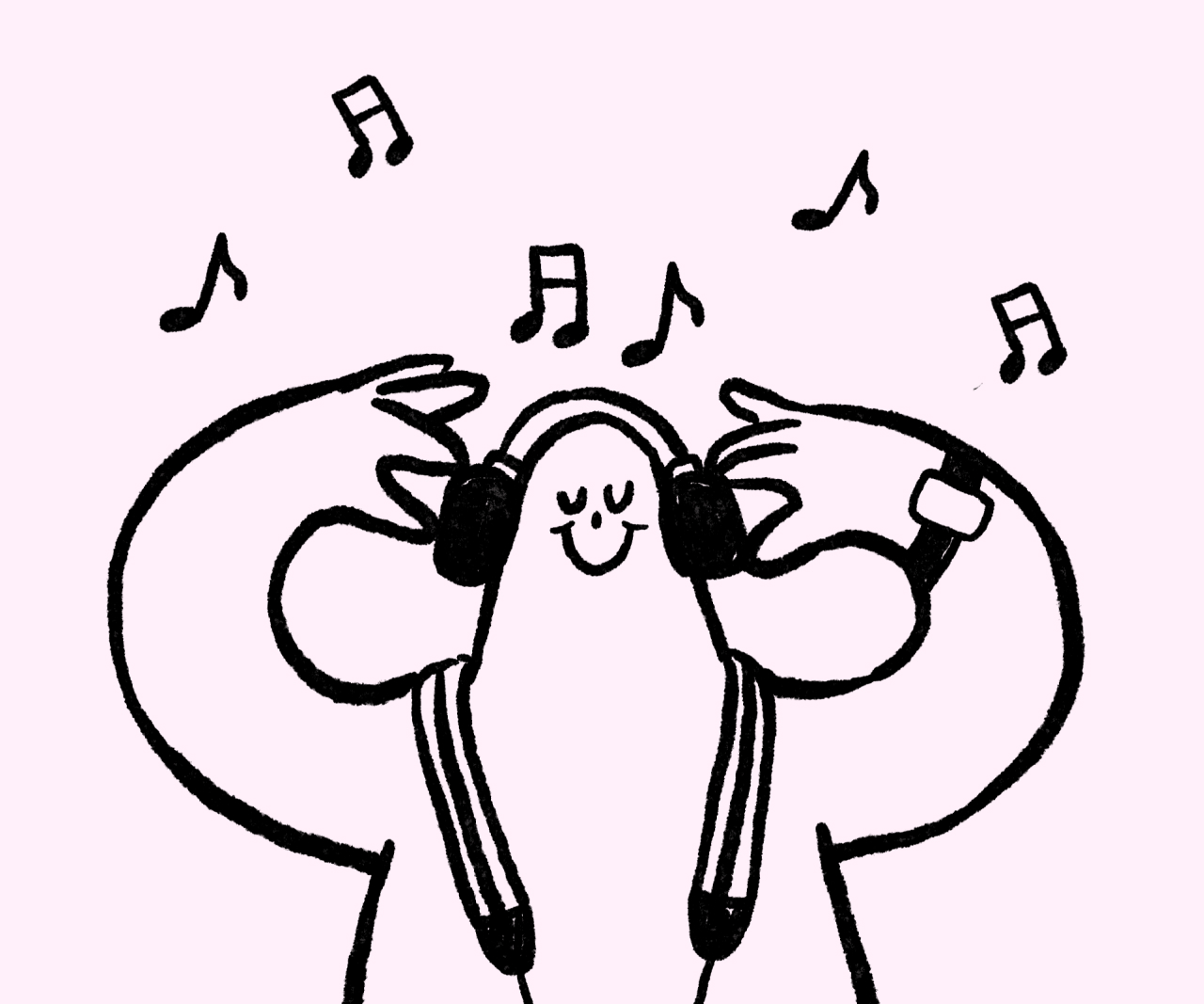 Illustration of person listening to music.
