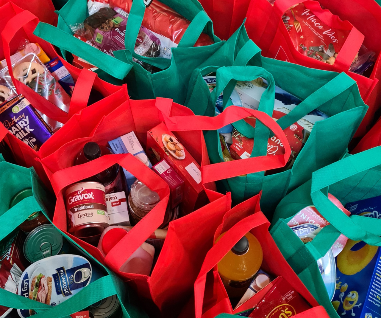 Bags filled with donations.