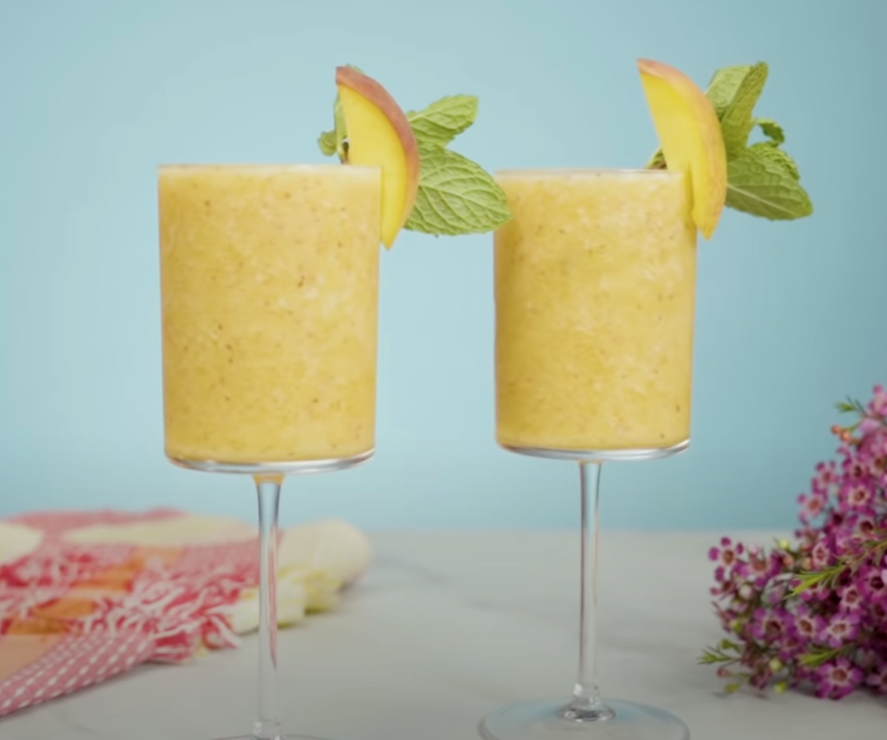 Frozen peach bellinis.