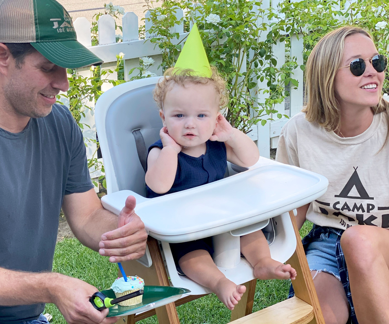 Jake and his parents at his birthday party.
