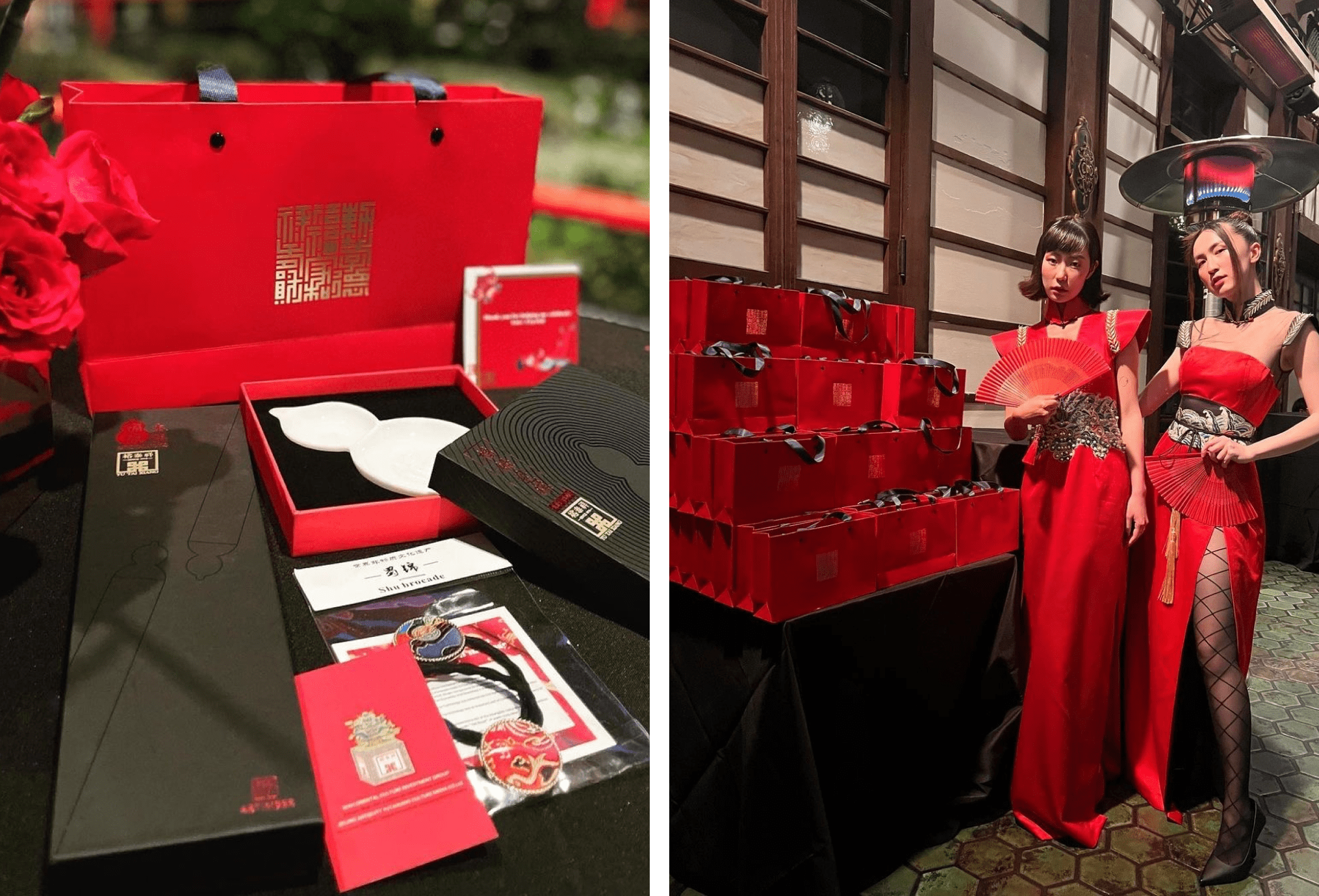Two images of the goodie bags at Crystal's party.