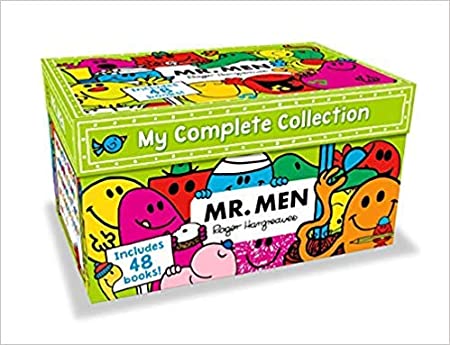 Image of the "Mr. Men" and "Little Miss" box collection of 48 books.