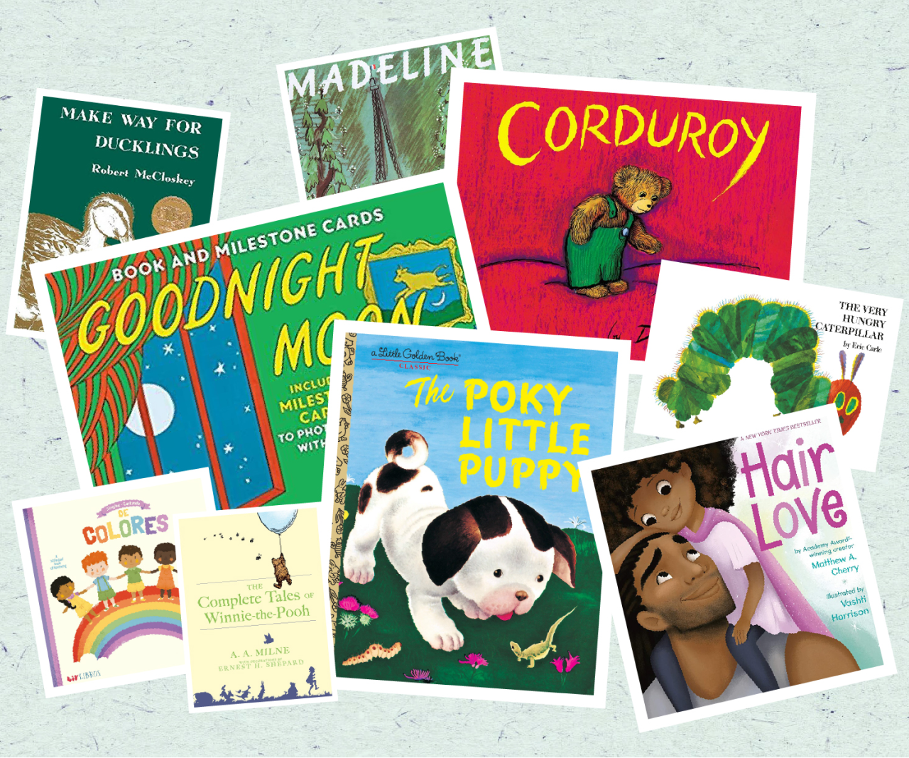 A collage of children's books.