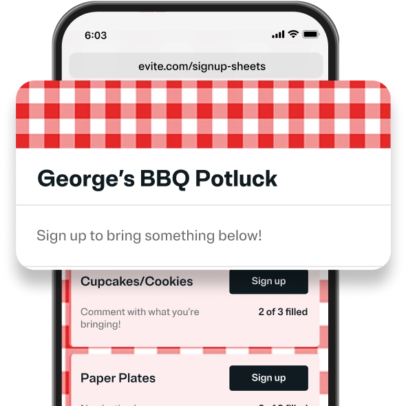 A red and tan gingham pattern with a red illustration of a barbecue grill. 
