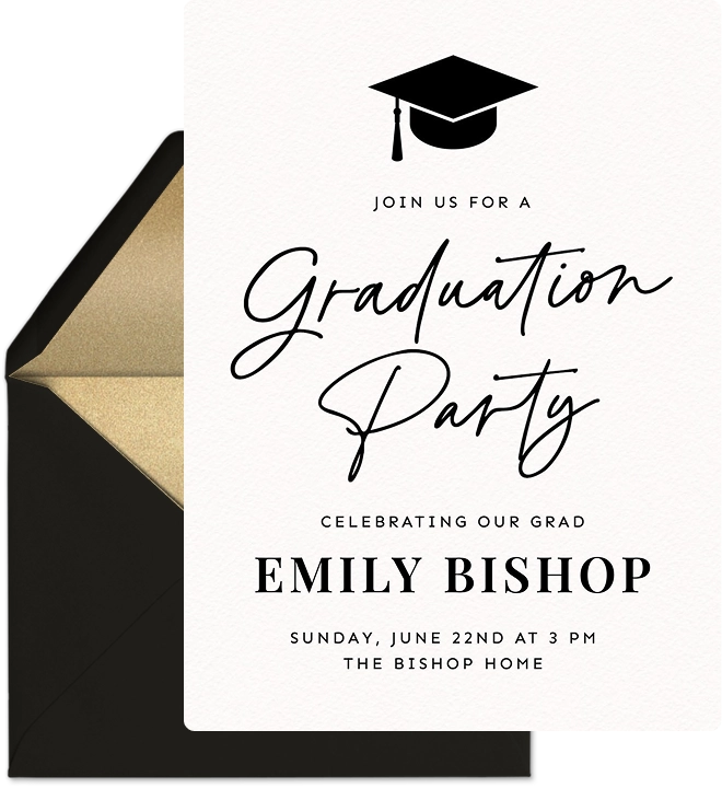 A graduation party save the date invitation.