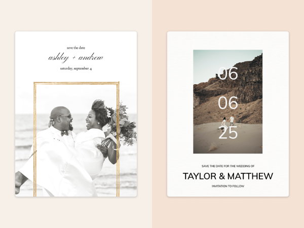 Two examples of photo save the dates.