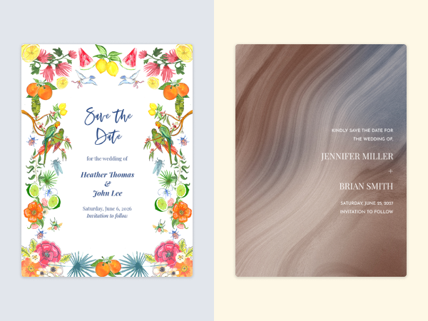 Two examples of destination save the dates.