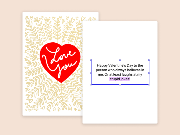 A Valentine's Day card featuring Love you written on a heart.