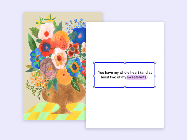 A Valentine's Day card featuring a bouquet of flowers on it.
