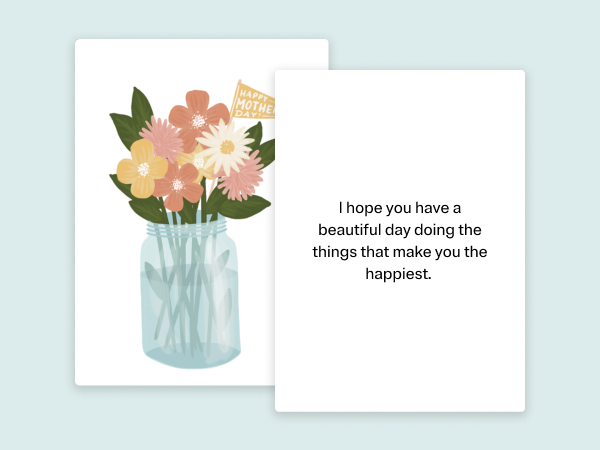 A Mother's Day eCard with a bouquet of flowers in a jar.