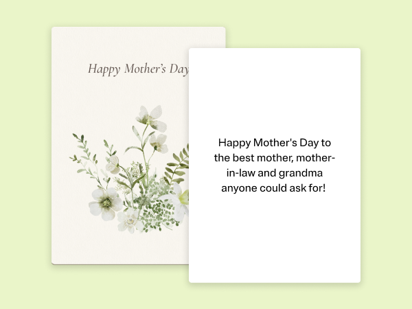 A Mother's Day eCard with a delicate spray of white flowers on it.