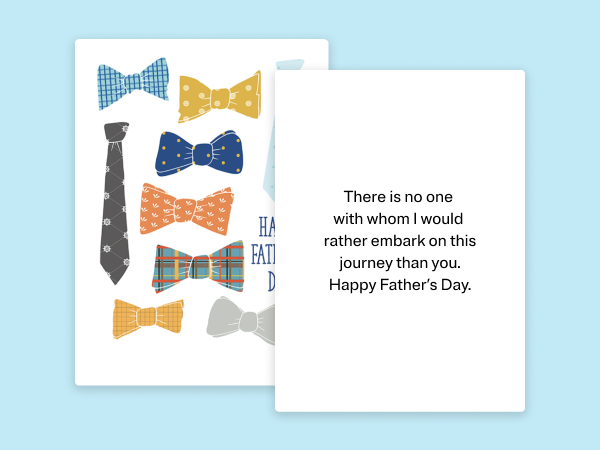 Greeting card with ties and bow ties on it for Father's Day.