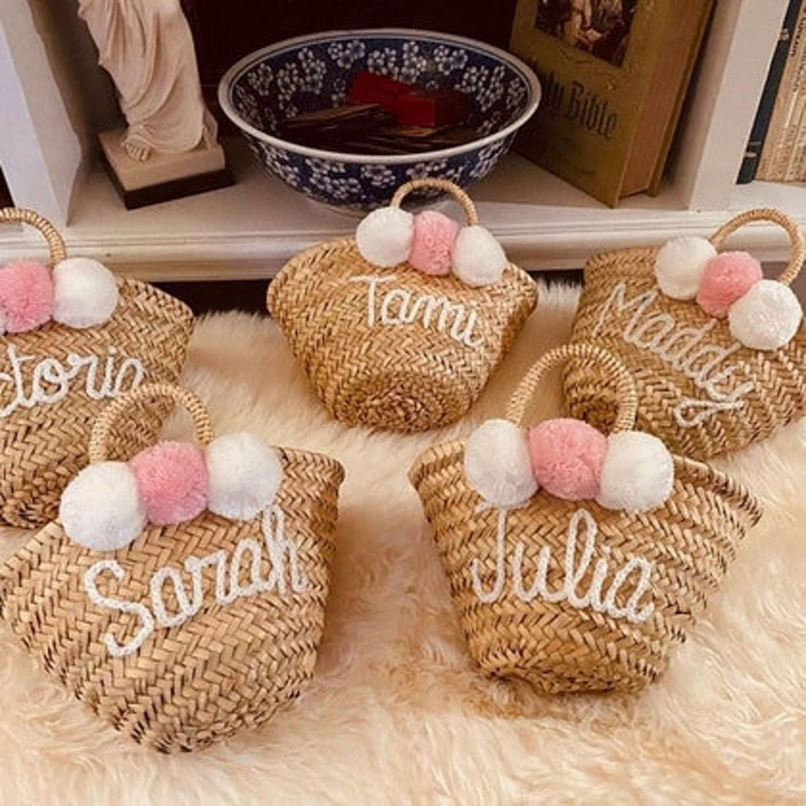 Personalized straw bags.