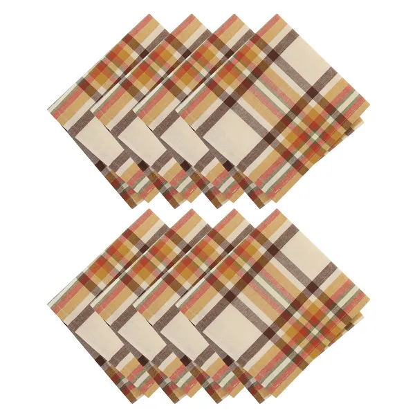 Russet Harvest Woven Plaid Napkins, Set of 8 - 17x17