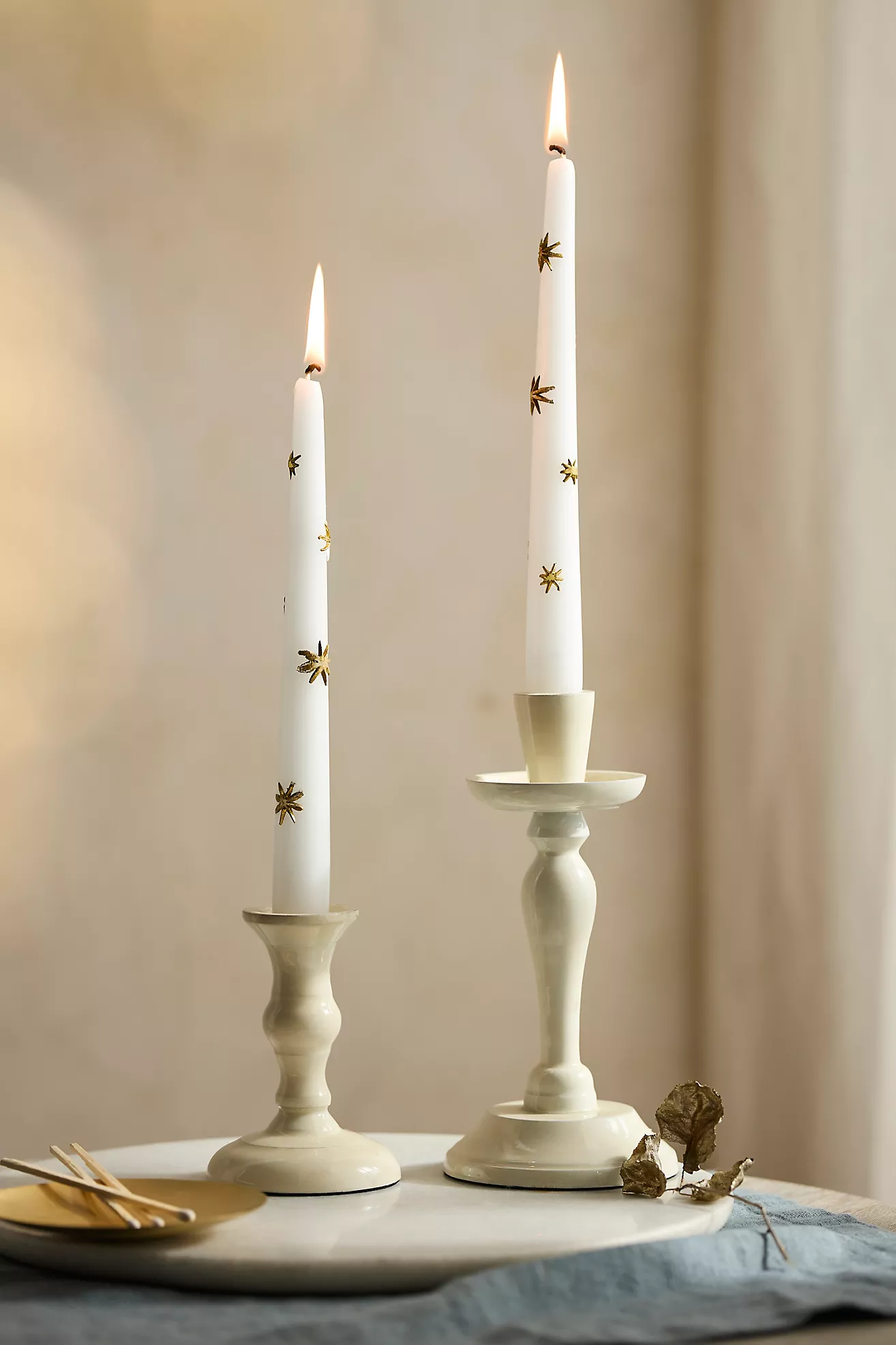 Gold Confetti Taper Candles, Set of 2